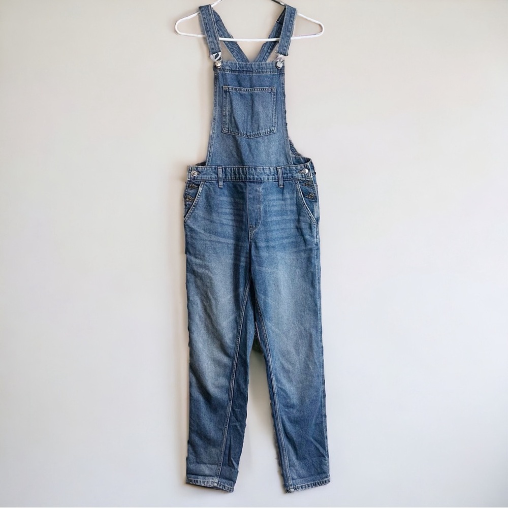 H&M Denim Jean Button Side Cotton Distressed Overalls